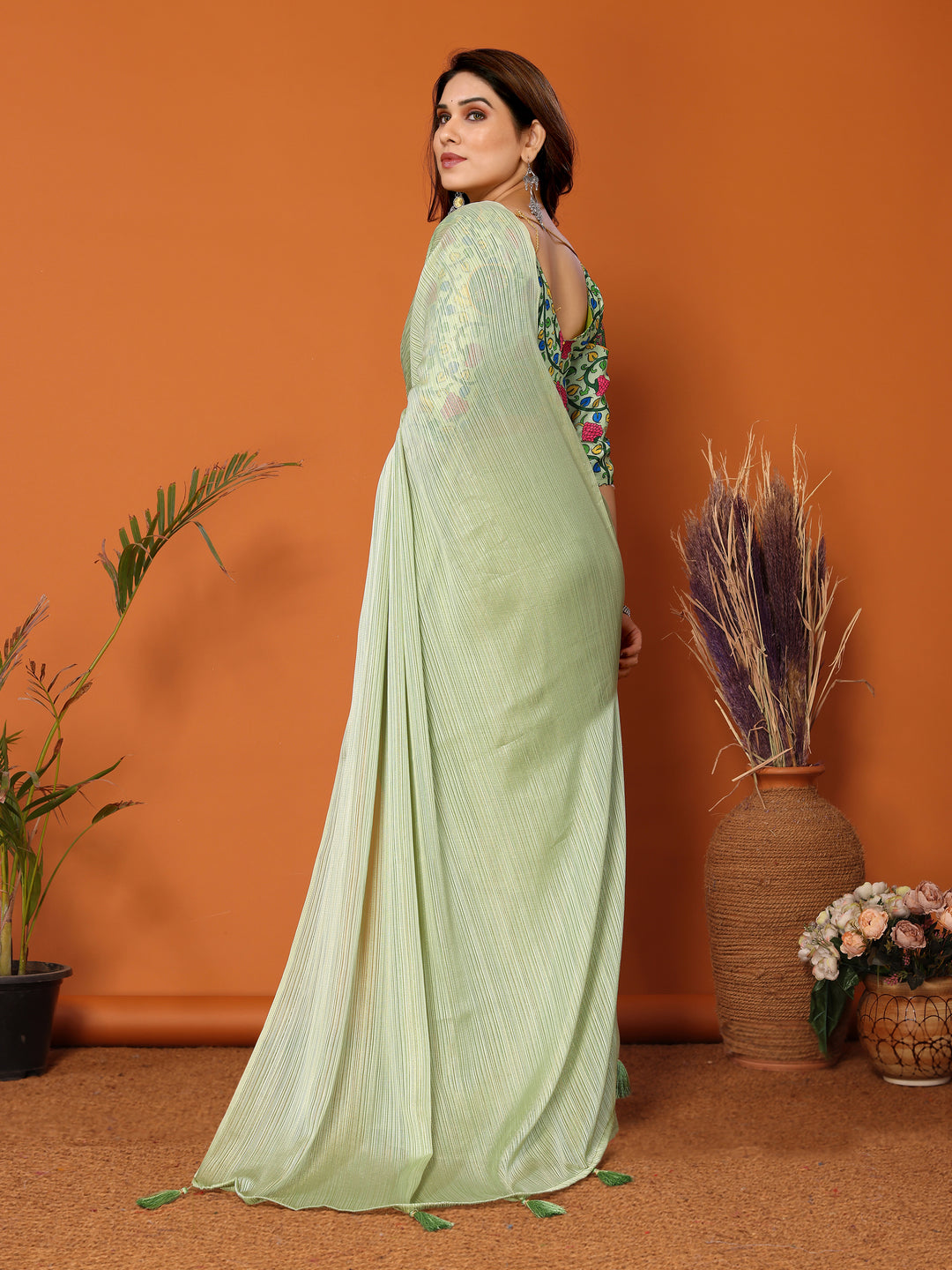 Elegant Polyester Zari Banglori Saree | Solid and Digital Printed Party Look