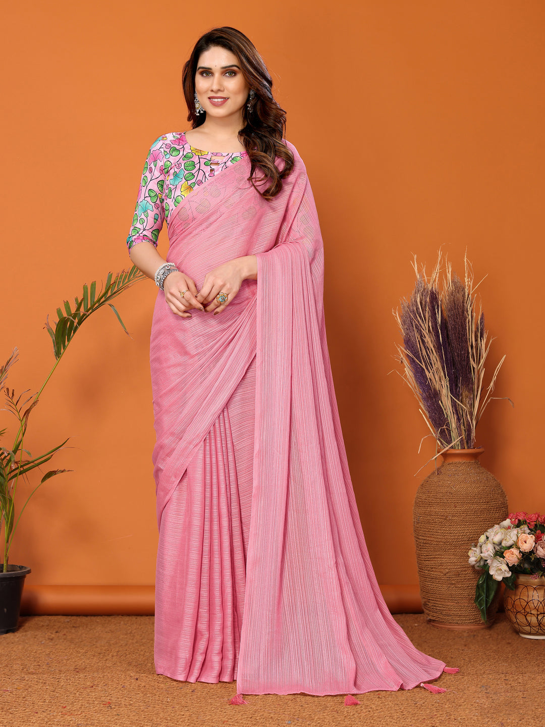 Elegant Polyester Zari Banglori Saree | Solid and Digital Printed Party Look