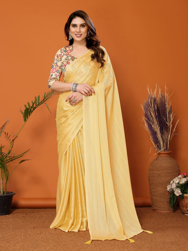 Elegant Polyester Zari Banglori Saree | Solid and Digital Printed Party Look