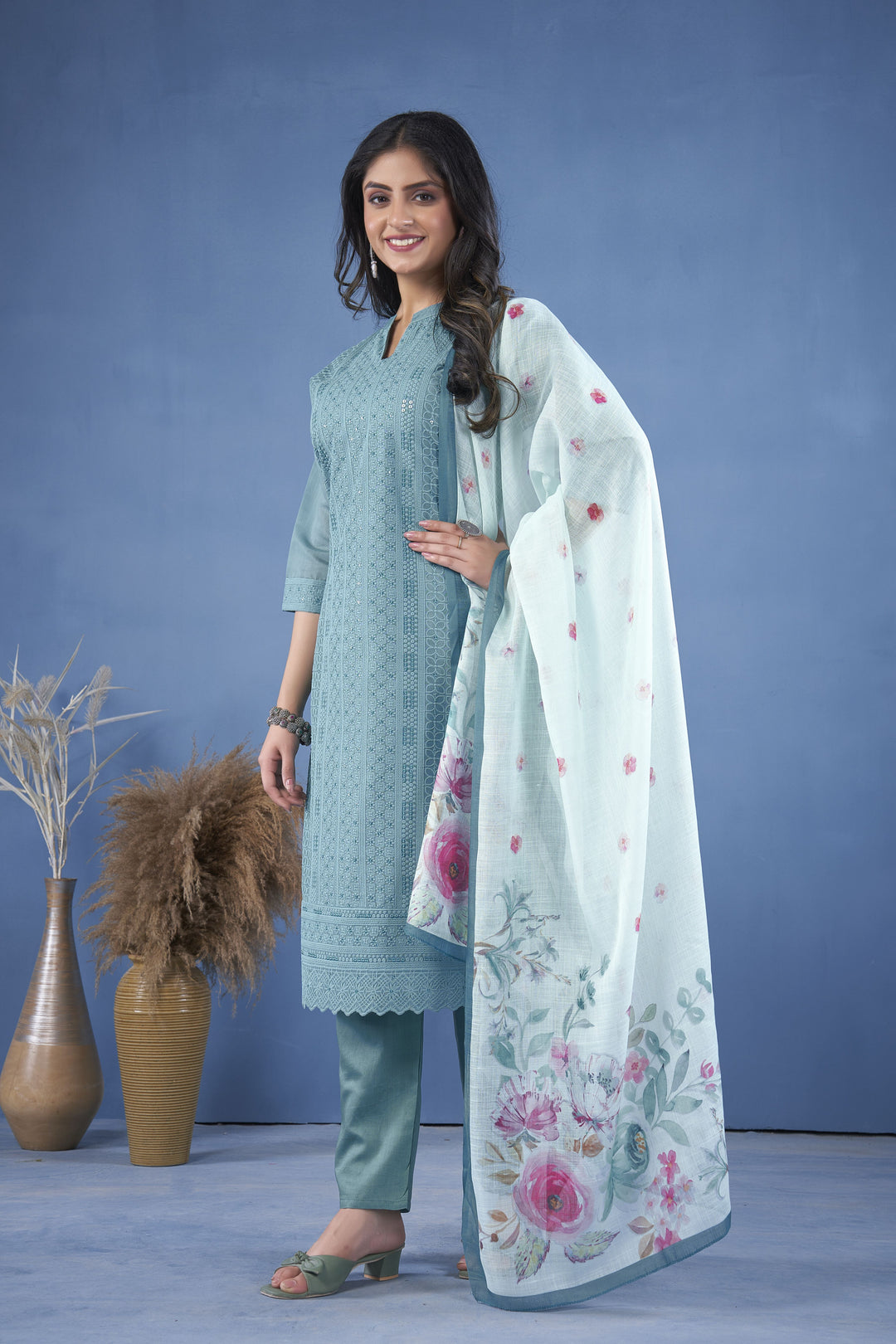 Elegant Art Silk Salwar Kameez with matching Dupatta | Perfect for Festive Occasions