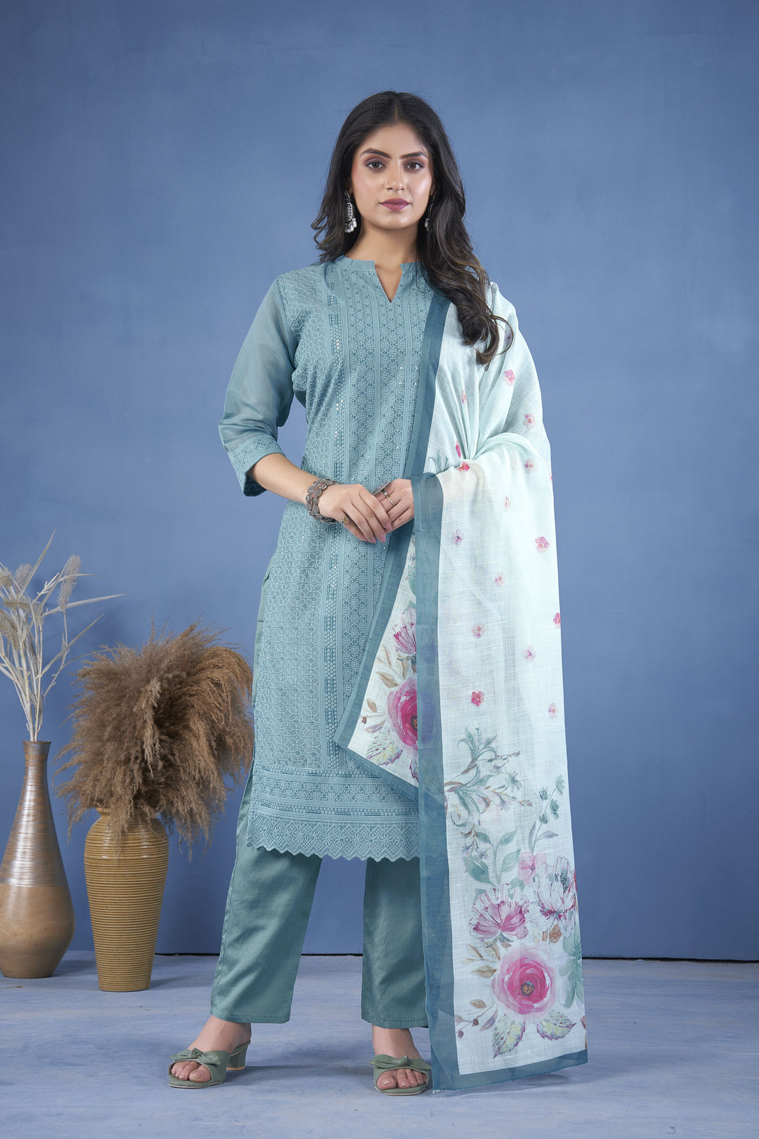 Elegant Art Silk Salwar Kameez with matching Dupatta | Perfect for Festive Occasions