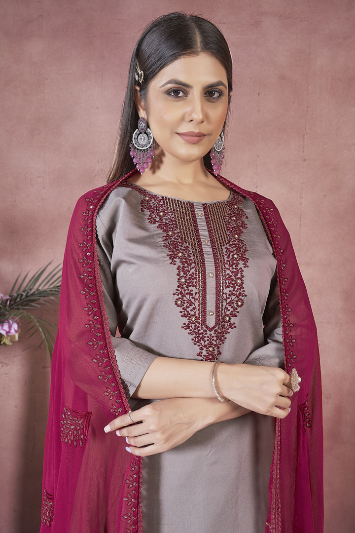 Elegant Art Silk Salwar Kameez with matching Dupatta | Perfect for Festive Occasions