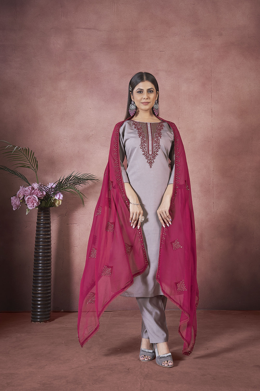 Elegant Art Silk Salwar Kameez with matching Dupatta | Perfect for Festive Occasions