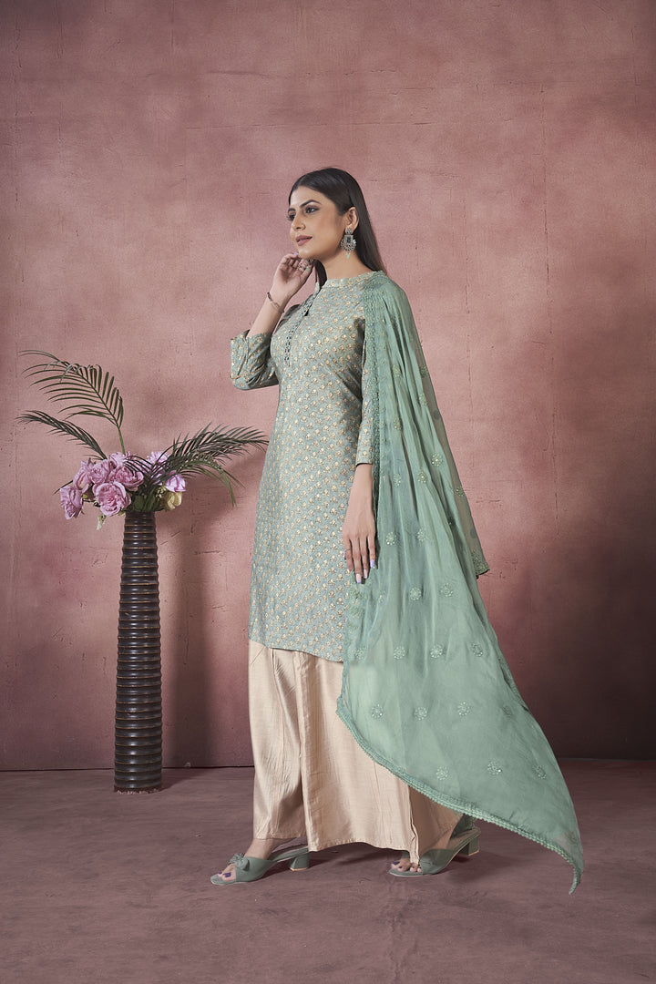 Elegant Art Silk Salwar Kameez with matching Dupatta | Perfect for Festive Occasions