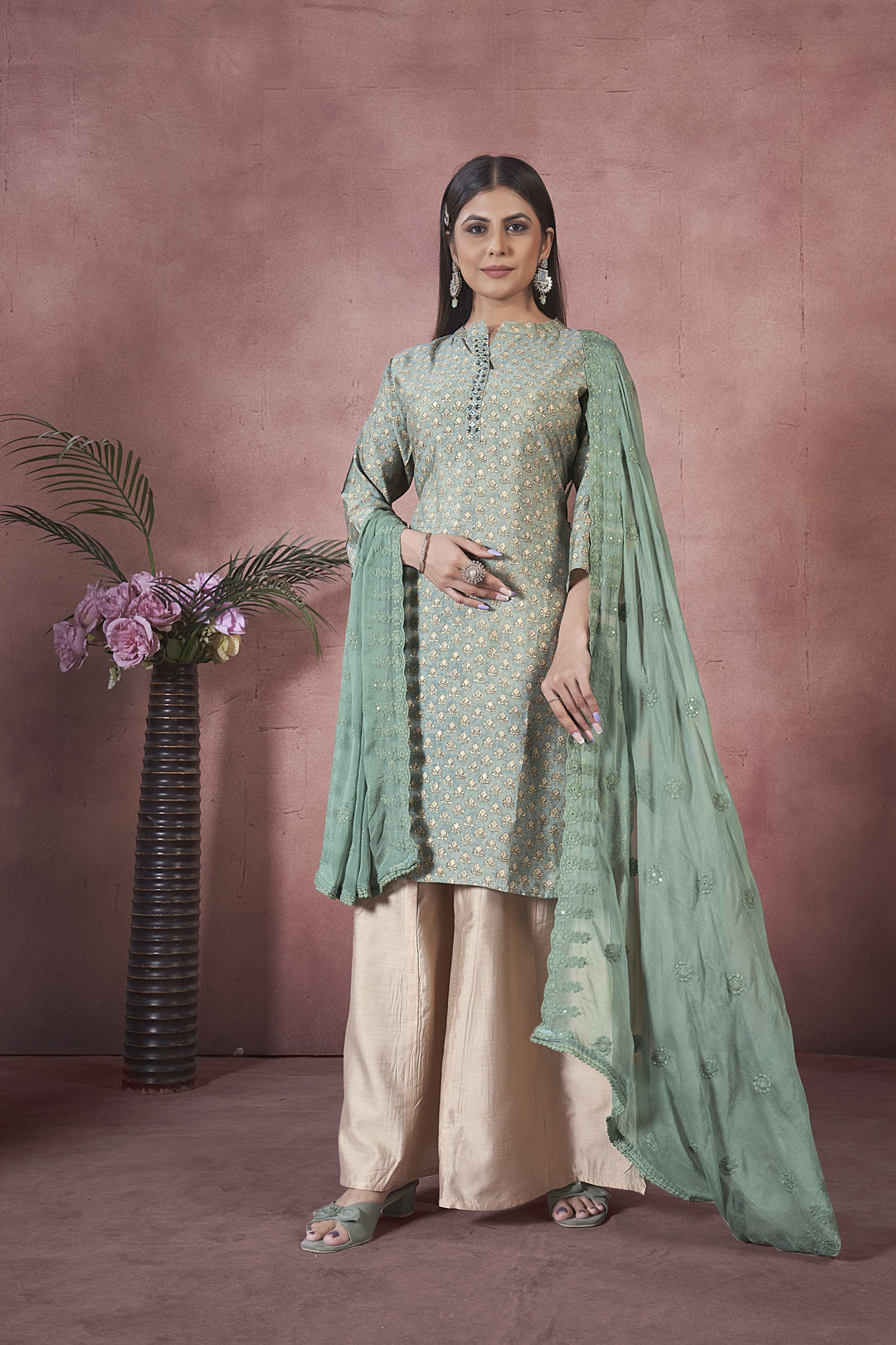 Elegant Art Silk Salwar Kameez with matching Dupatta | Perfect for Festive Occasions