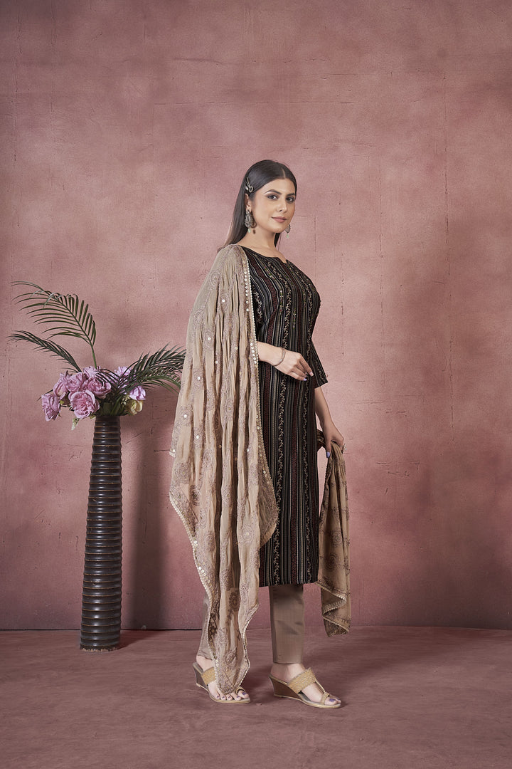 Elegant Art Silk Salwar Kameez with matching Dupatta | Perfect for Festive Occasions