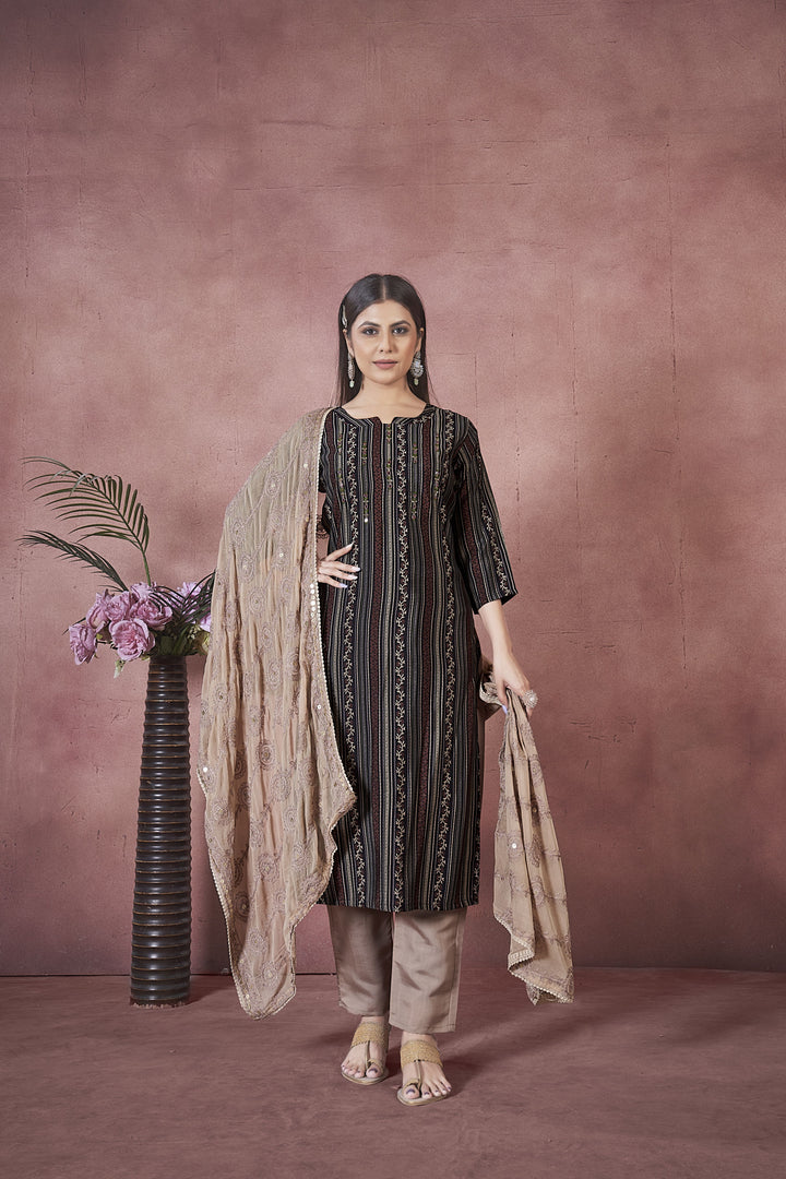 Elegant Art Silk Salwar Kameez with matching Dupatta | Perfect for Festive Occasions