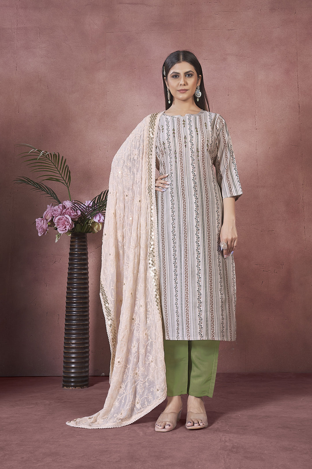 Elegant Art Silk Salwar Kameez with matching Dupatta | Perfect for Festive Occasions