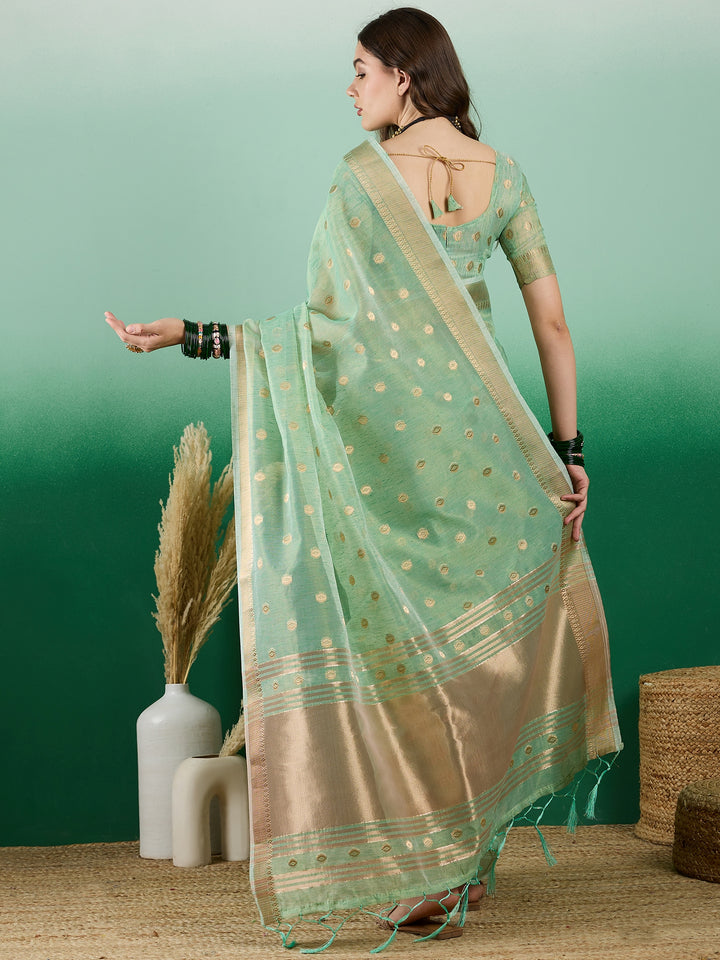 Designer Khadi Organza Saree | Wevon Jacquard Party Wear Saree