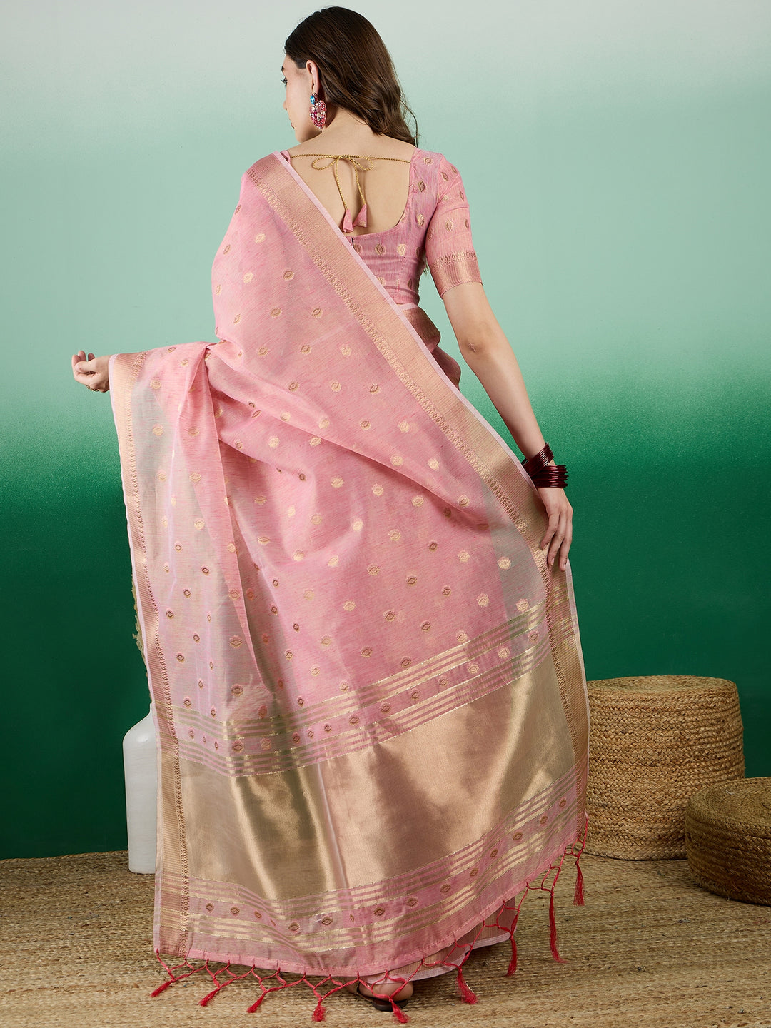 Designer Khadi Organza Saree | Wevon Jacquard Party Wear Saree