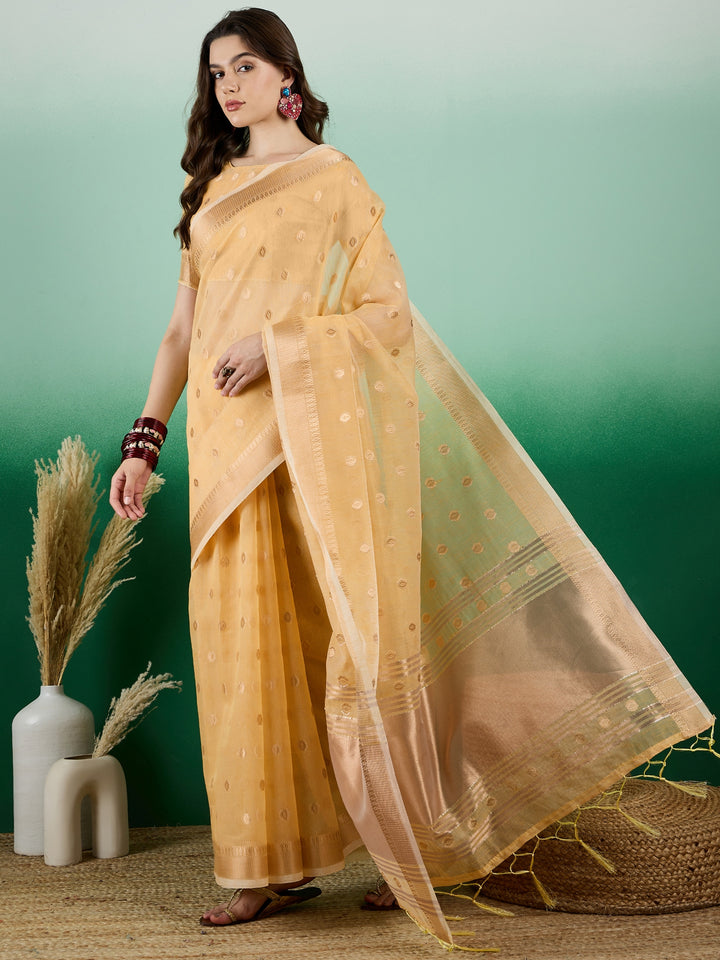 Designer Khadi Organza Saree | Wevon Jacquard Party Wear Saree