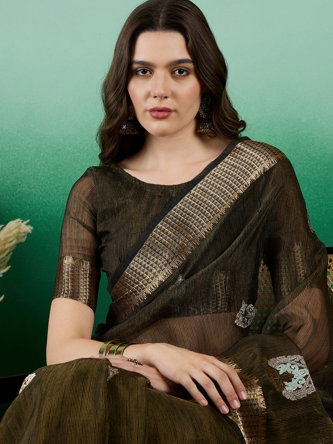 Khadi Organza Saree | Designer Wevon Embroidery Party Wear