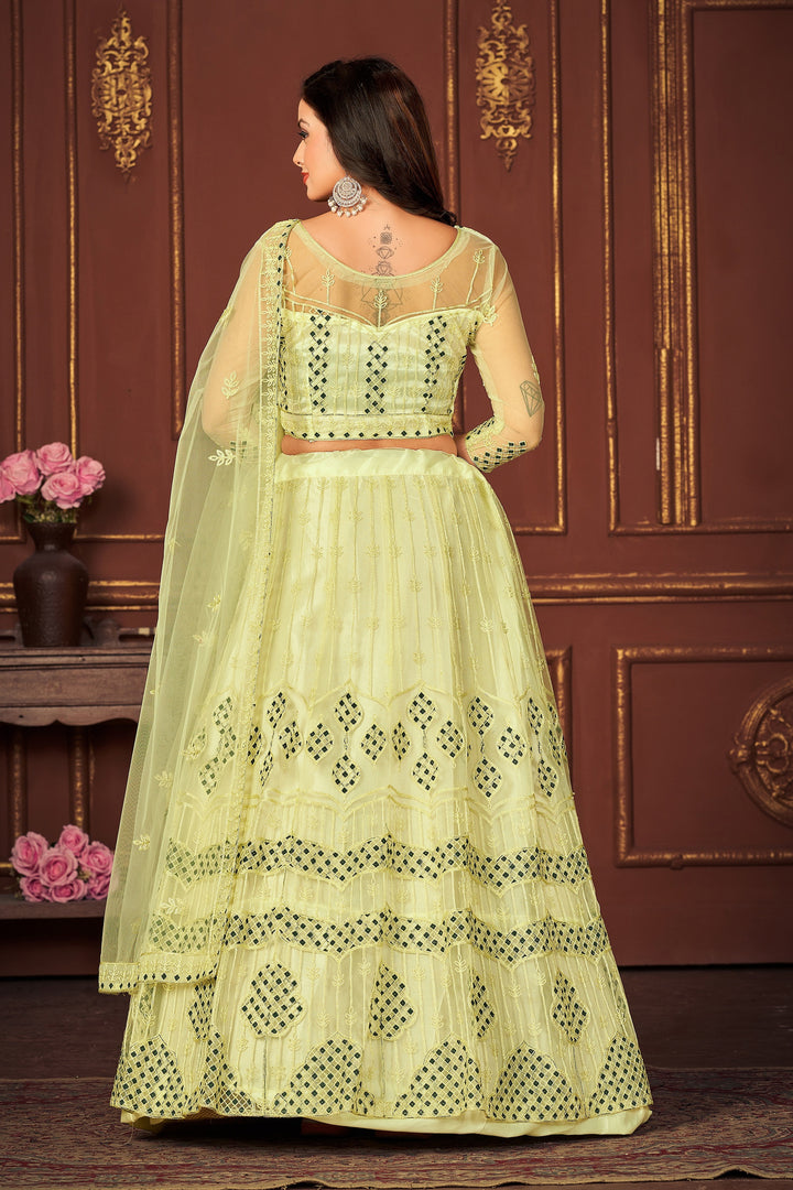 Stunning Yellow Net Lehenga with Yellow Dupatta | Crafted for Timeless Elegance