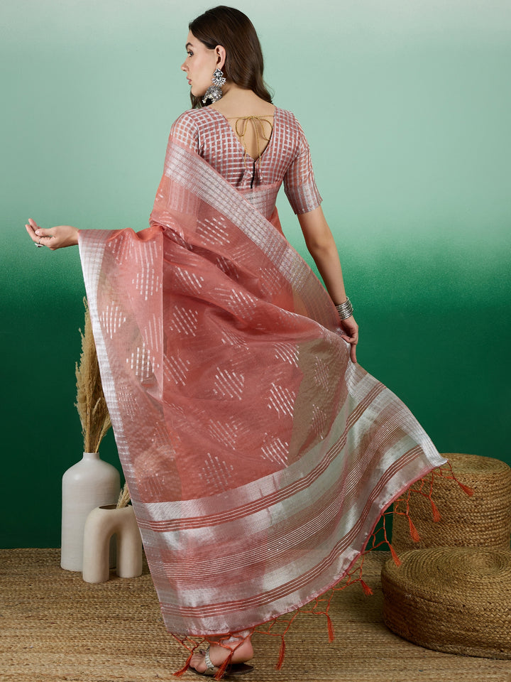 Radiant Khadi Organza Saree with Blouse | A Stylish and Sophisticated Choice