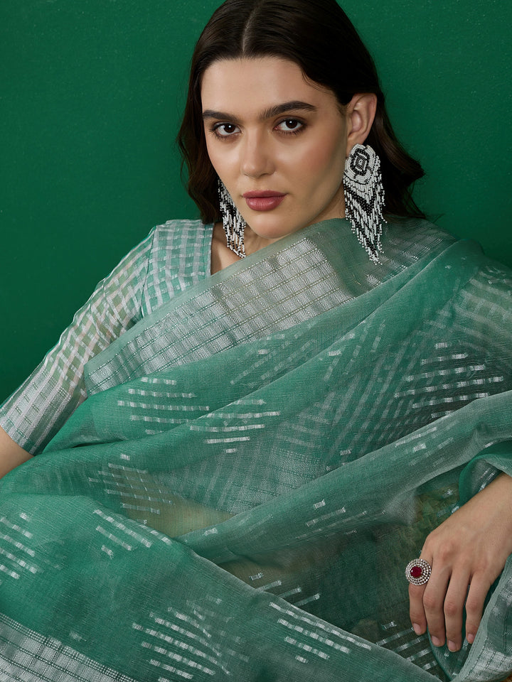 Radiant Khadi Organza Saree with Blouse | A Stylish and Sophisticated Choice