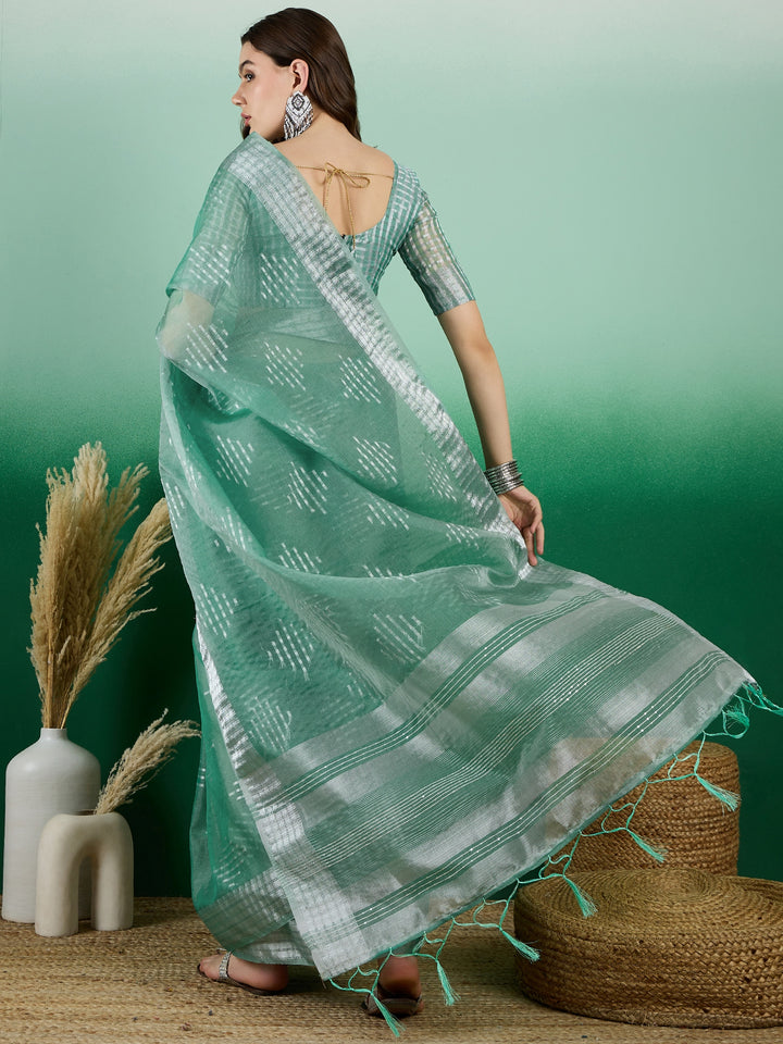 Radiant Khadi Organza Saree with Blouse | A Stylish and Sophisticated Choice