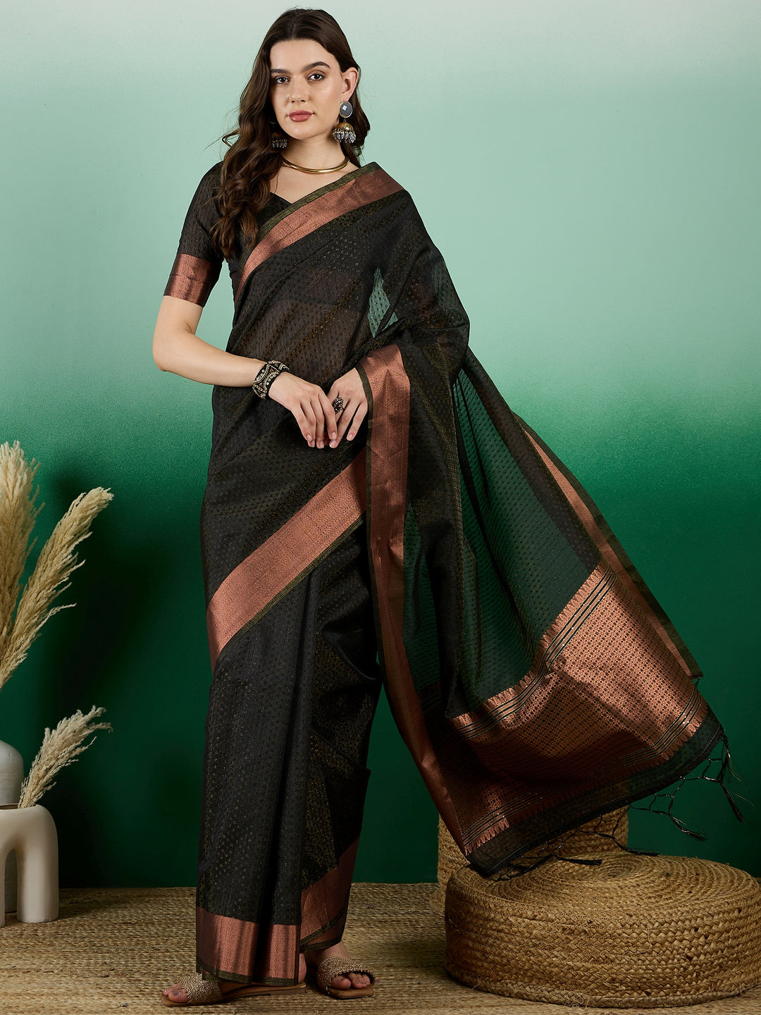 Khadi Organza Saree with Blouse | Stylish Designer Party Wear Saree