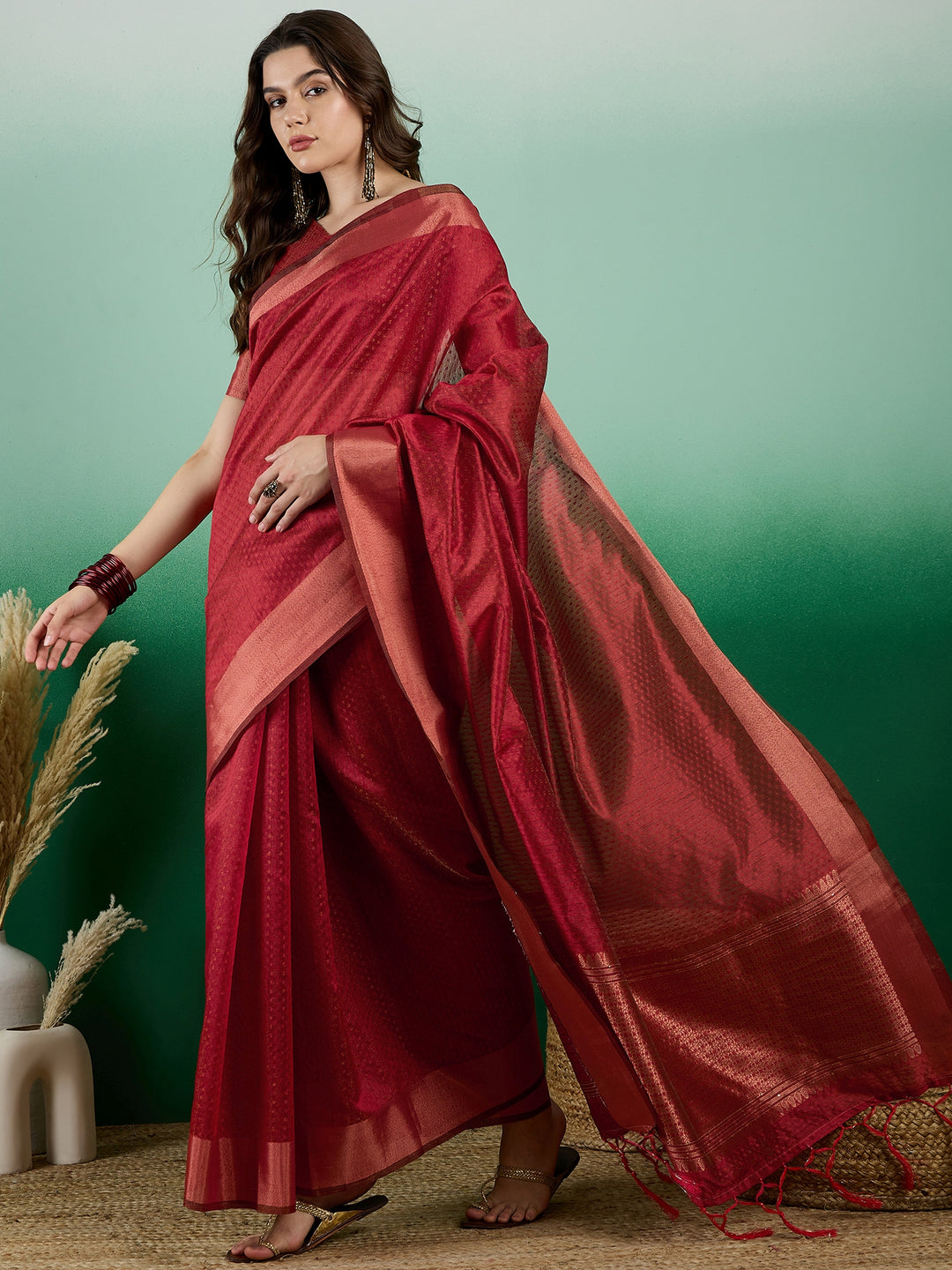 Khadi Organza Saree with Blouse | Stylish Designer Party Wear Saree