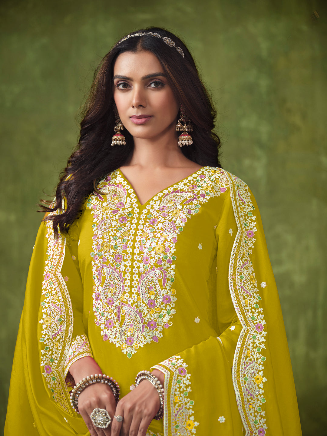 Stunning Patiyala Style Salwar Kameez in P V Chanderi with Intricate Embroidery | Perfect Festive Wear