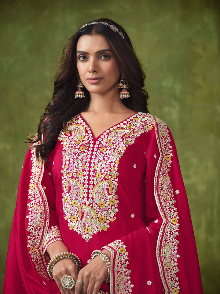 Stunning Patiyala Style Salwar Kameez in P V Chanderi with Intricate Embroidery | Perfect Festive Wear