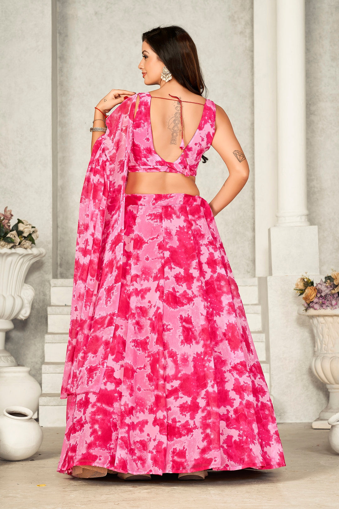 Elegant Pink Georgette Lehenga with Pink Dupatta | A Graceful Addition to Your Wardrobe