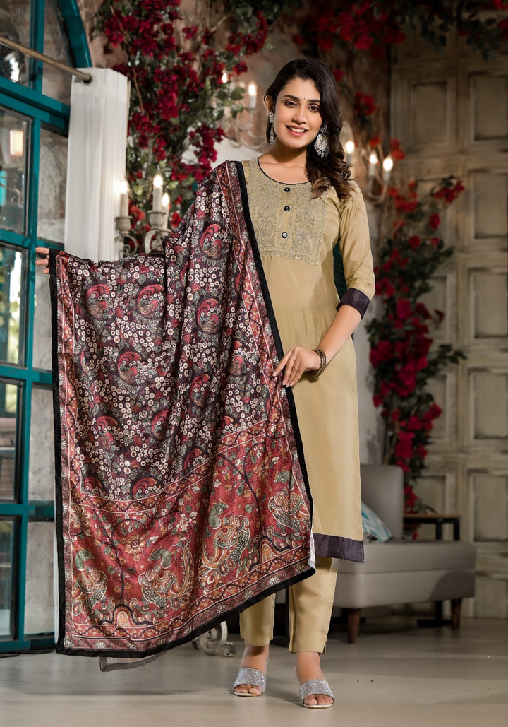 Stunning Silk Blend Salwar Kameez with Intricate Embroidery | Ideal for Festive Occasions