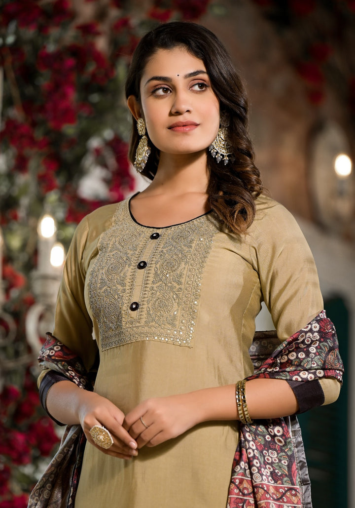 Stunning Silk Blend Salwar Kameez with Intricate Embroidery | Ideal for Festive Occasions