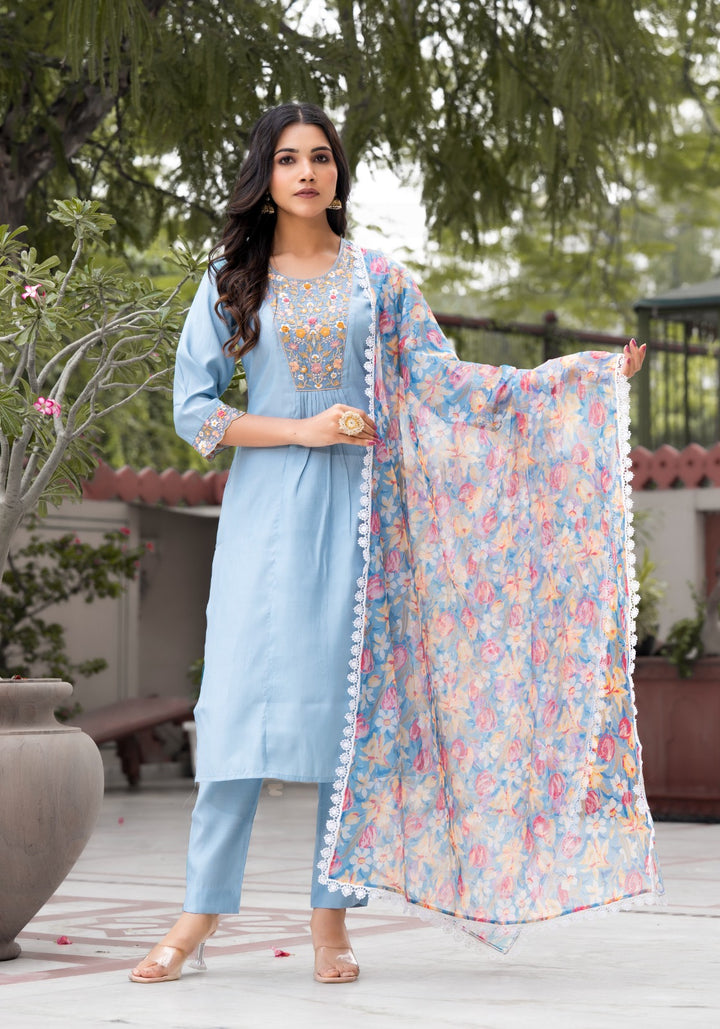 Stunning Silk Blend Salwar Kameez with Intricate Embroidery | Ideal for Festive Occasions