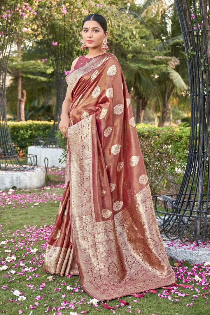 Elegant Simmer Silk Saree | Designer Weaving Jari Pallu for Weddings & Festive Events