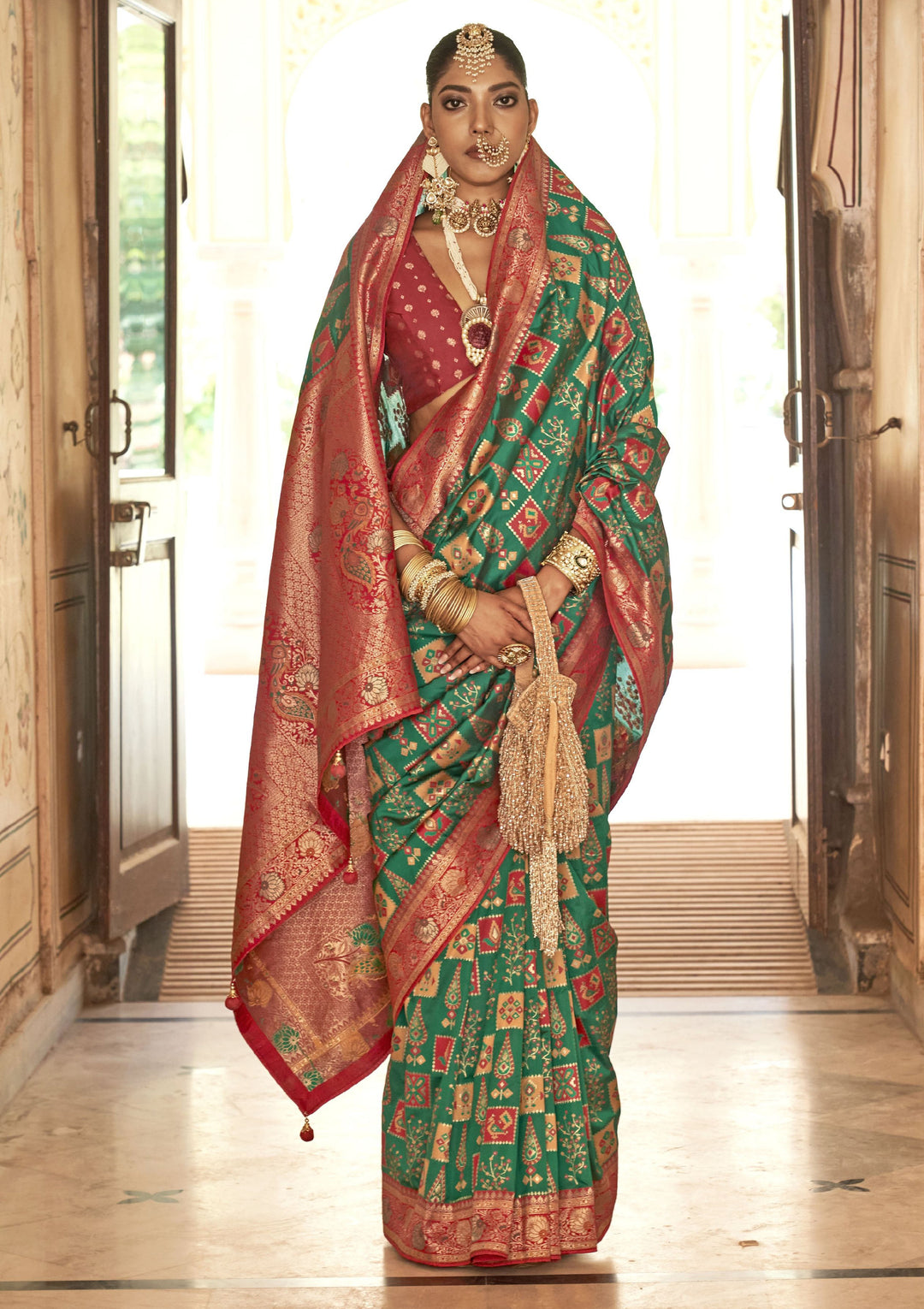 Elegant J-P-W Silk Saree | Heavy Weaving Broket Jari Design for Weddings