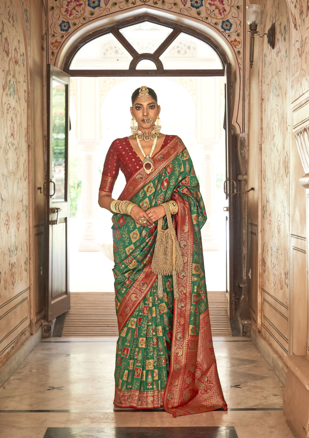 Elegant J-P-W Silk Saree | Heavy Weaving Broket Jari Design for Weddings