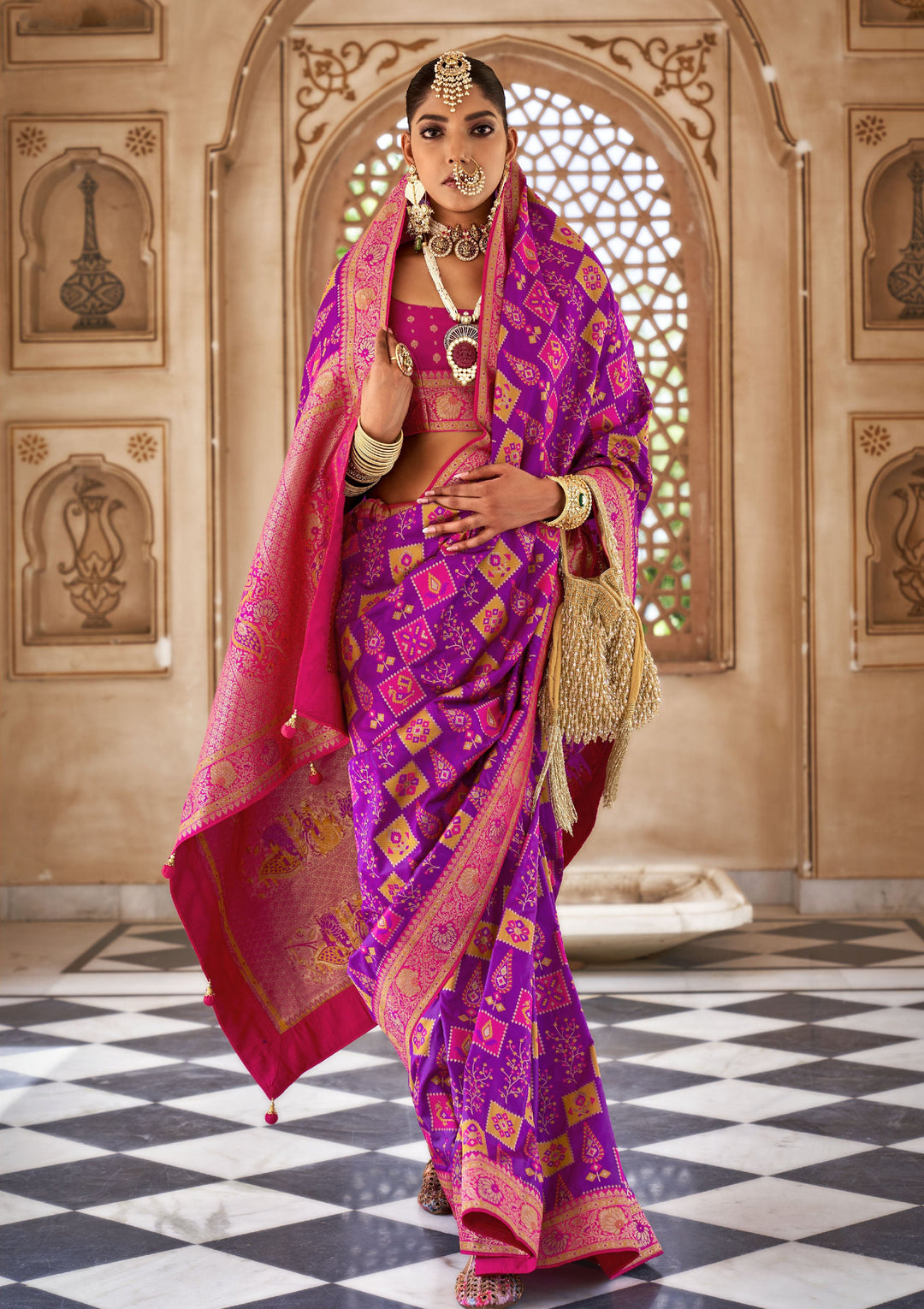 Elegant J-P-W Silk Saree | Heavy Weaving Broket Jari Design for Weddings