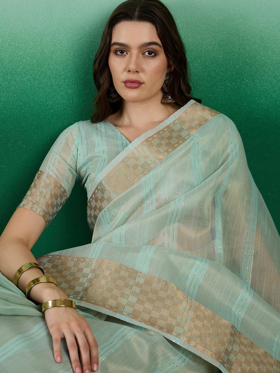 Designer Khadi-Organza Saree with Woven Jari | Perfect for Weddings & Events