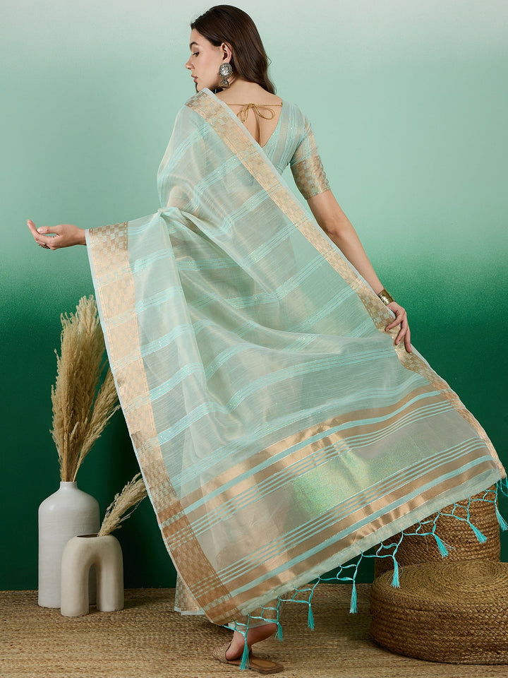 Designer Khadi-Organza Saree with Woven Jari | Perfect for Weddings & Events