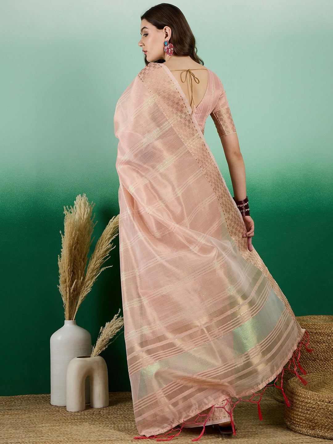 Designer Khadi-Organza Saree with Woven Jari | Perfect for Weddings & Events