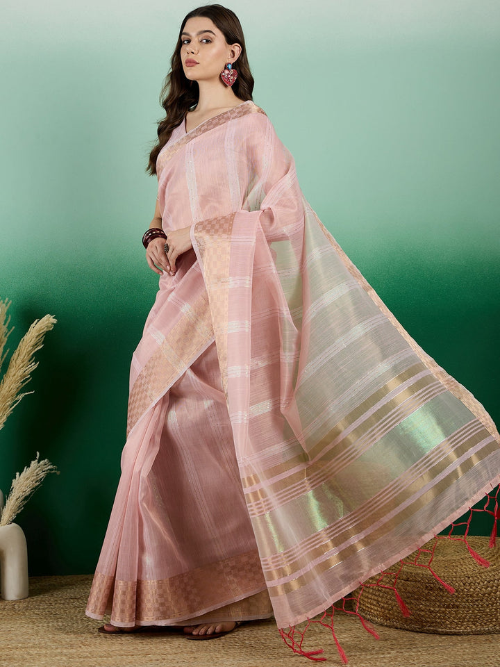 Designer Khadi-Organza Saree with Woven Jari | Perfect for Weddings & Events