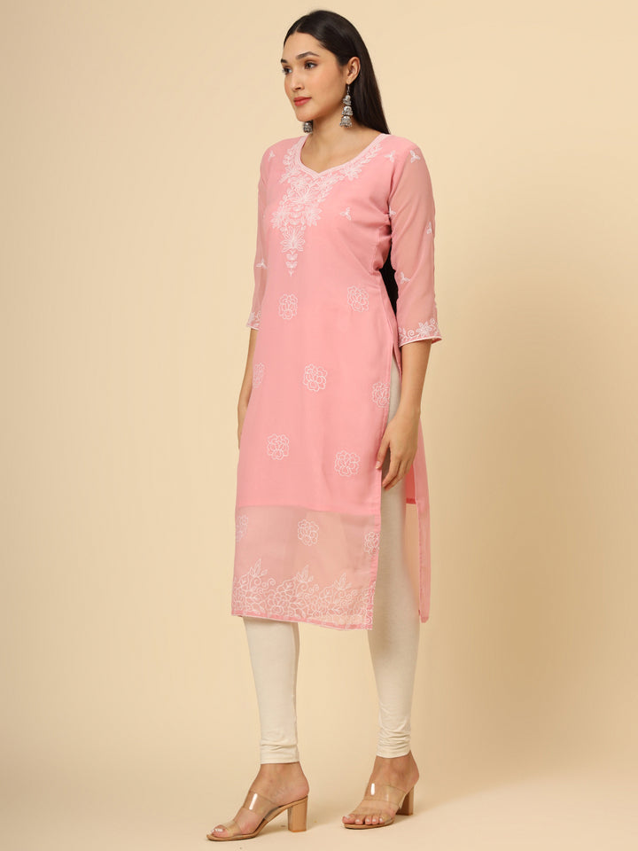 Stylish Georgette Kurti | Elegant Chikankari Thread Work Kurti