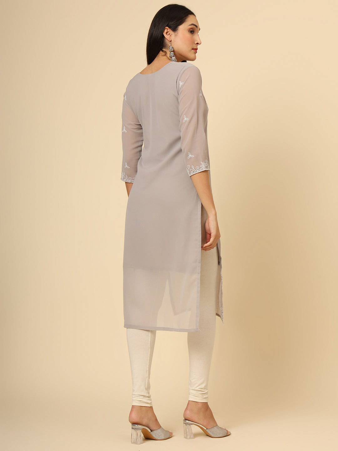 Stylish Georgette Kurti | Elegant Chikankari Thread Work Kurti