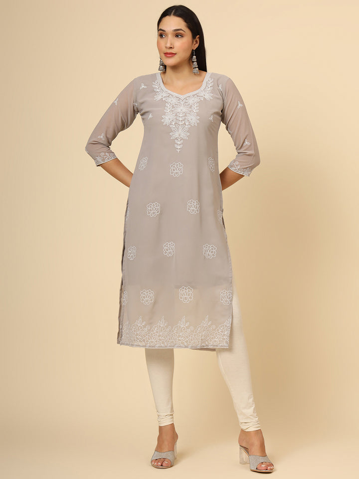 Stylish Georgette Kurti | Elegant Chikankari Thread Work Kurti