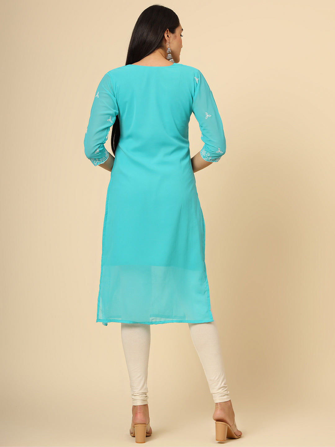 Stylish Georgette Kurti | Elegant Chikankari Thread Work Kurti