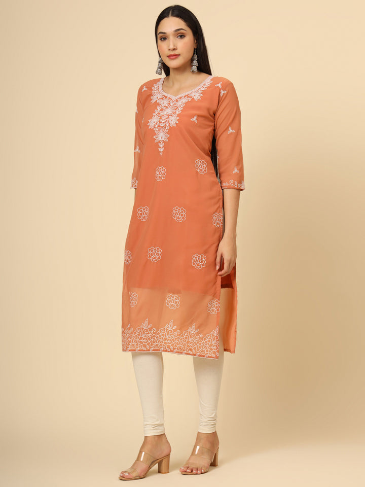 Stylish Georgette Kurti | Elegant Chikankari Thread Work Kurti