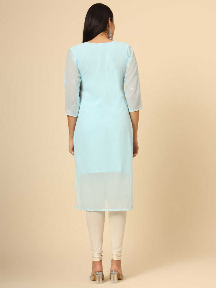 Stylish Georgette Kurti | Elegant Chikankari Thread Work Kurti