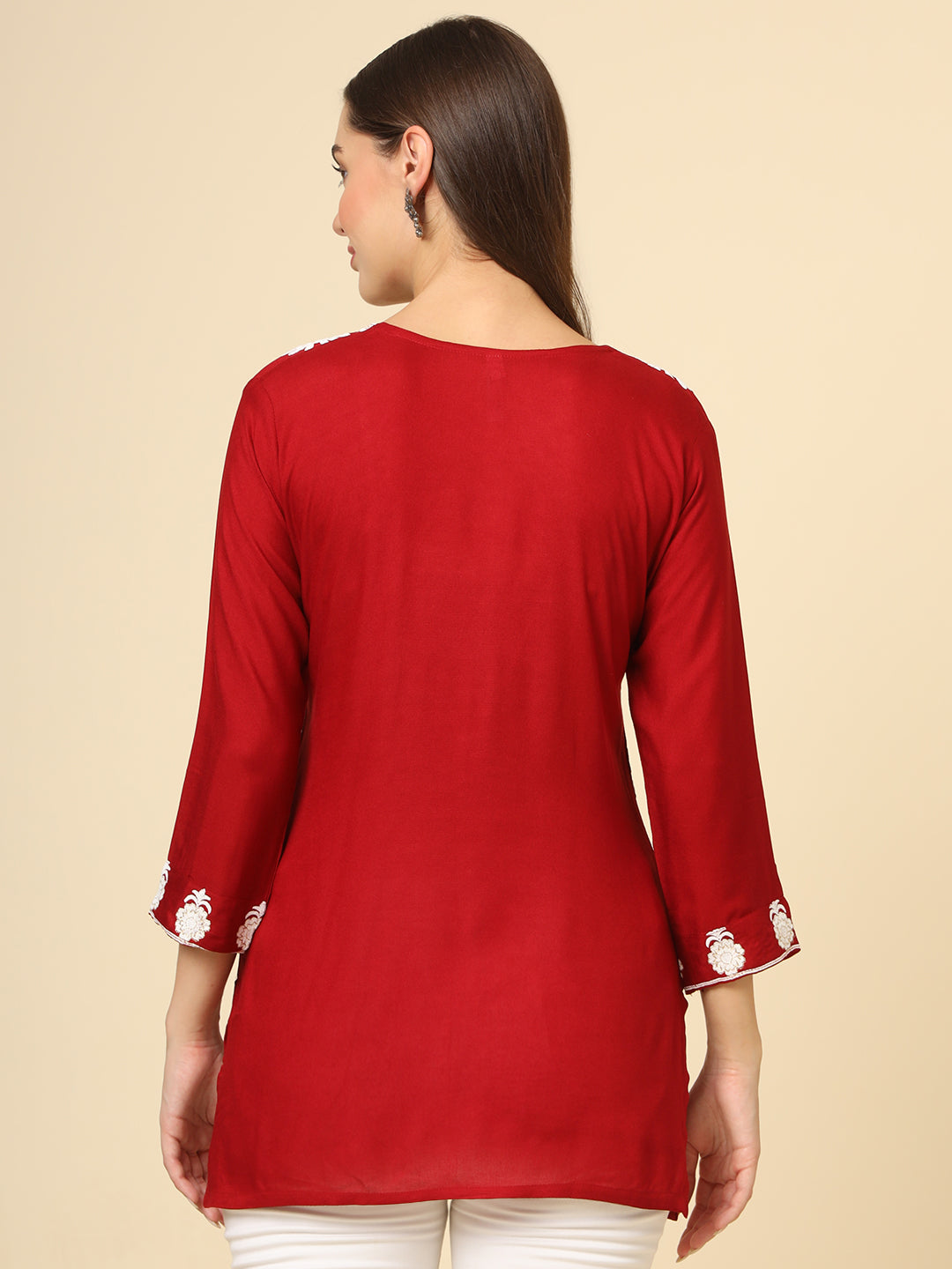 Elegant Rayon Kurti | Designer Short Kurti with Chikankari Embroidery