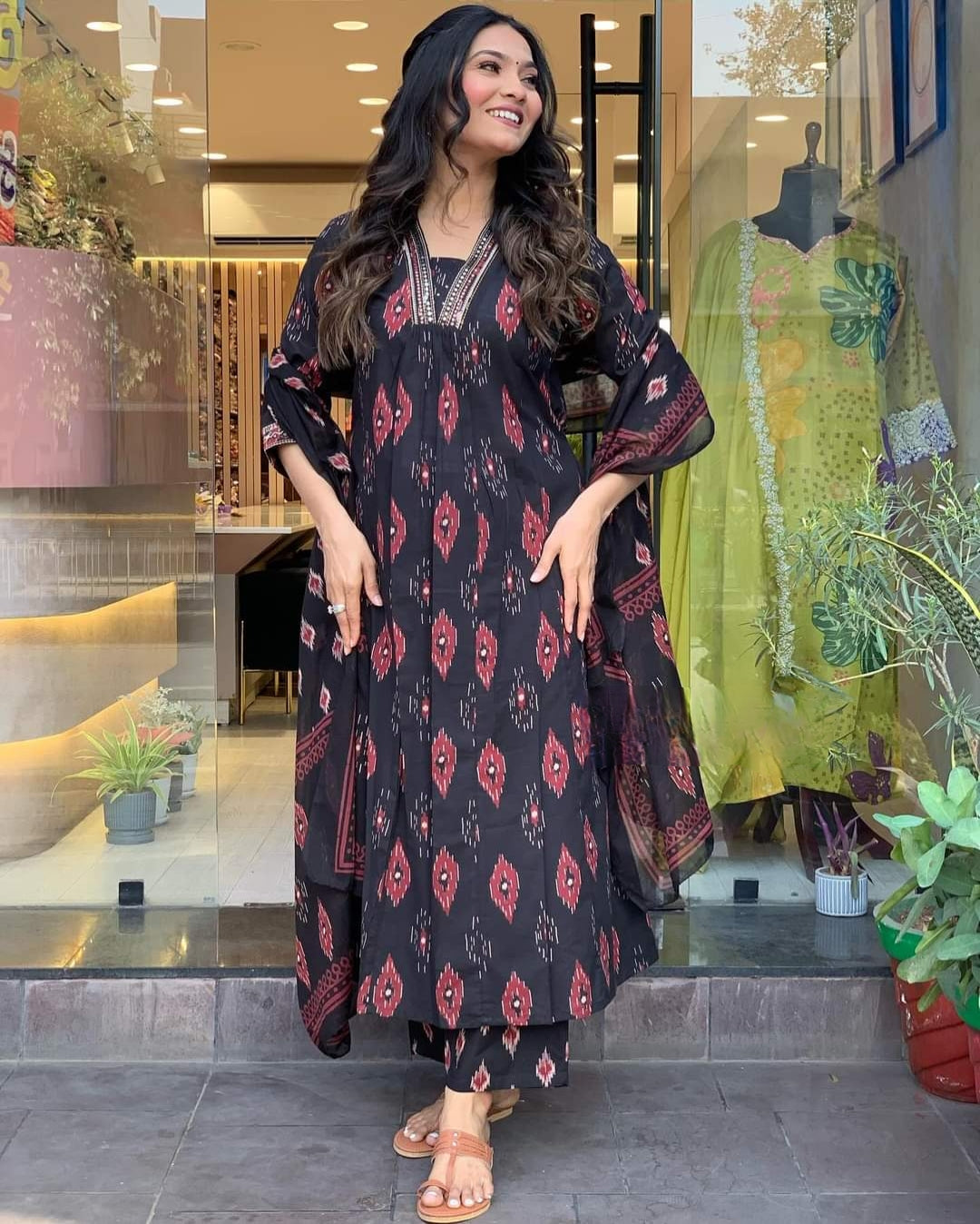 Black Cotton Blend Printed Salwar Kameez with Dupatta for Women | Stylish Ethnic Wear