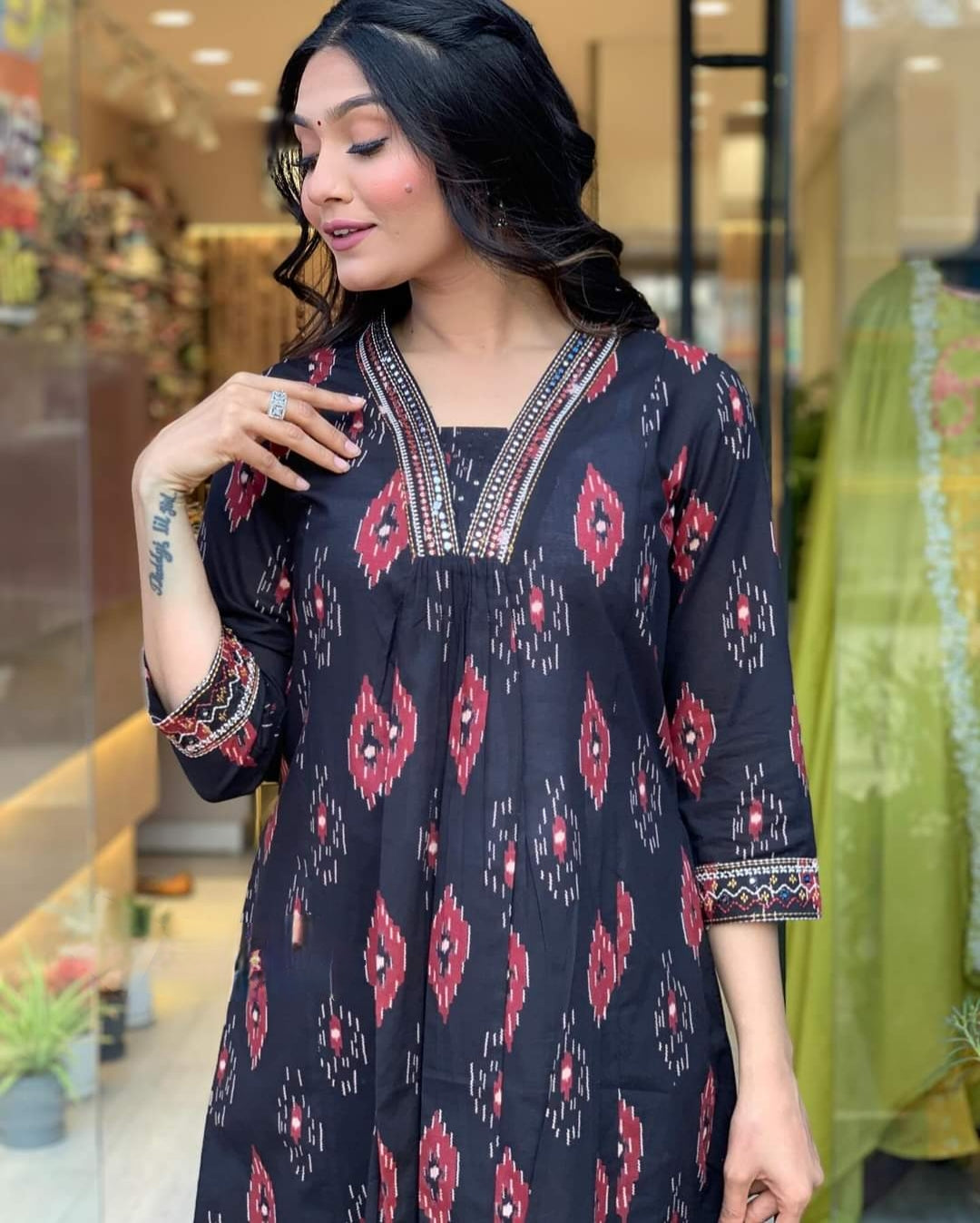 Black Cotton Blend Printed Salwar Kameez with Dupatta for Women | Stylish Ethnic Wear