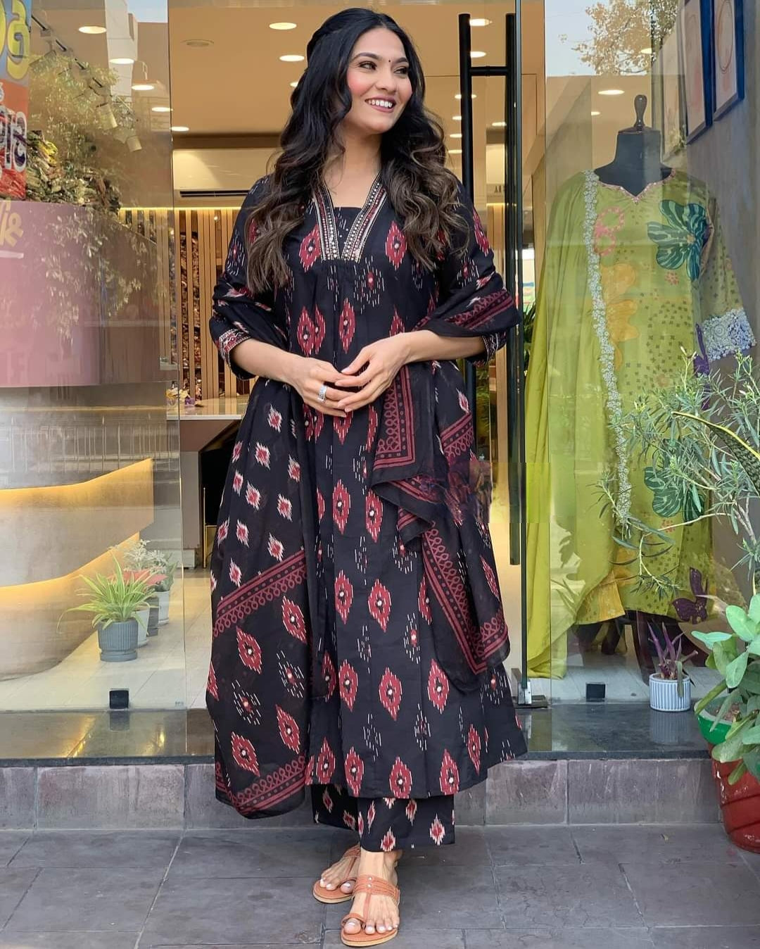 Black Cotton Blend Printed Salwar Kameez with Dupatta for Women | Stylish Ethnic Wear