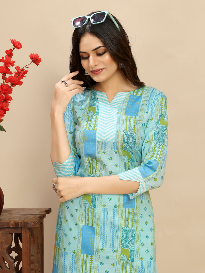 Cotton Kurti Set | Designer Printed Top & Bottom for Women