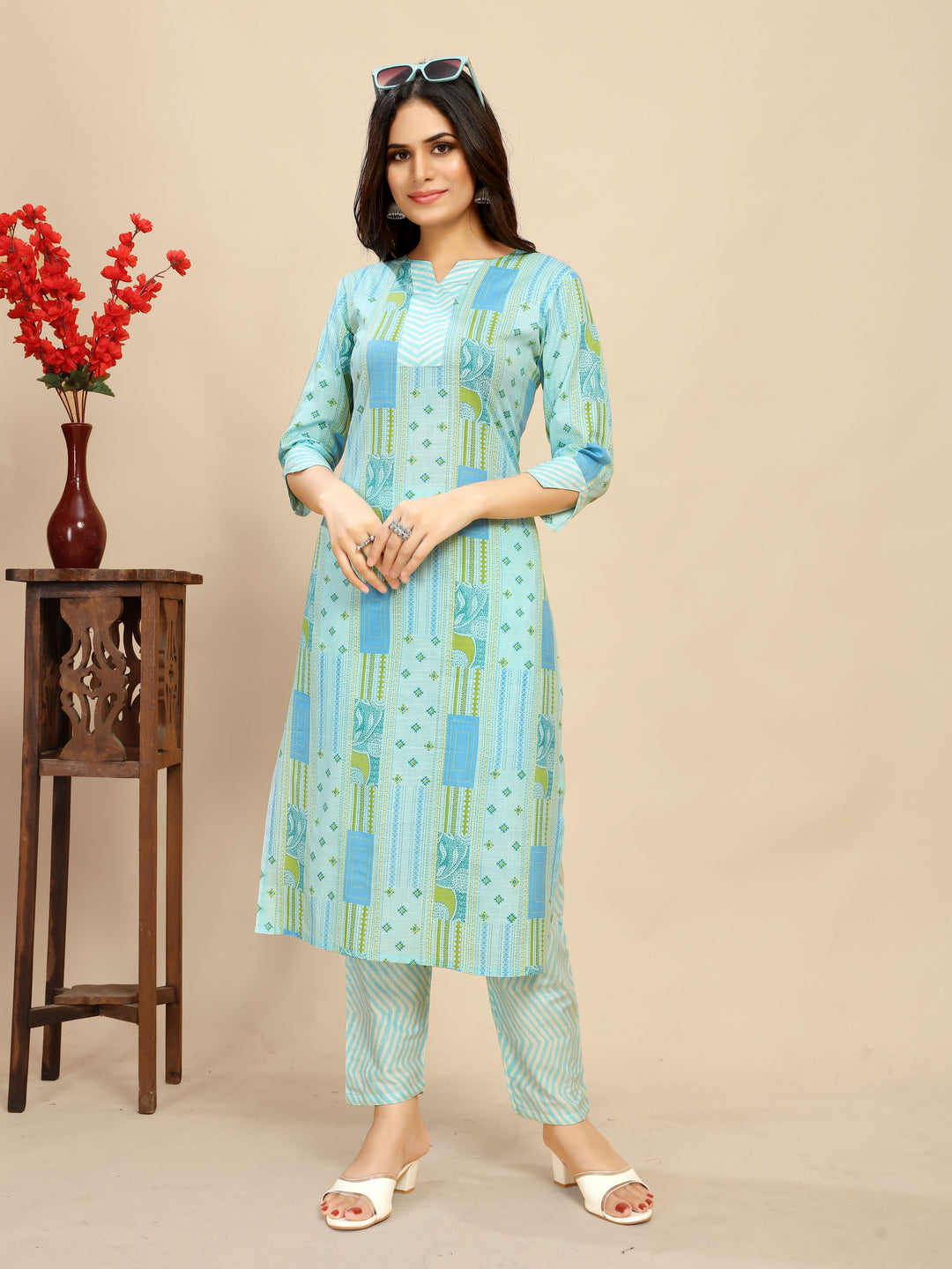 Cotton Kurti Set | Designer Printed Top & Bottom for Women