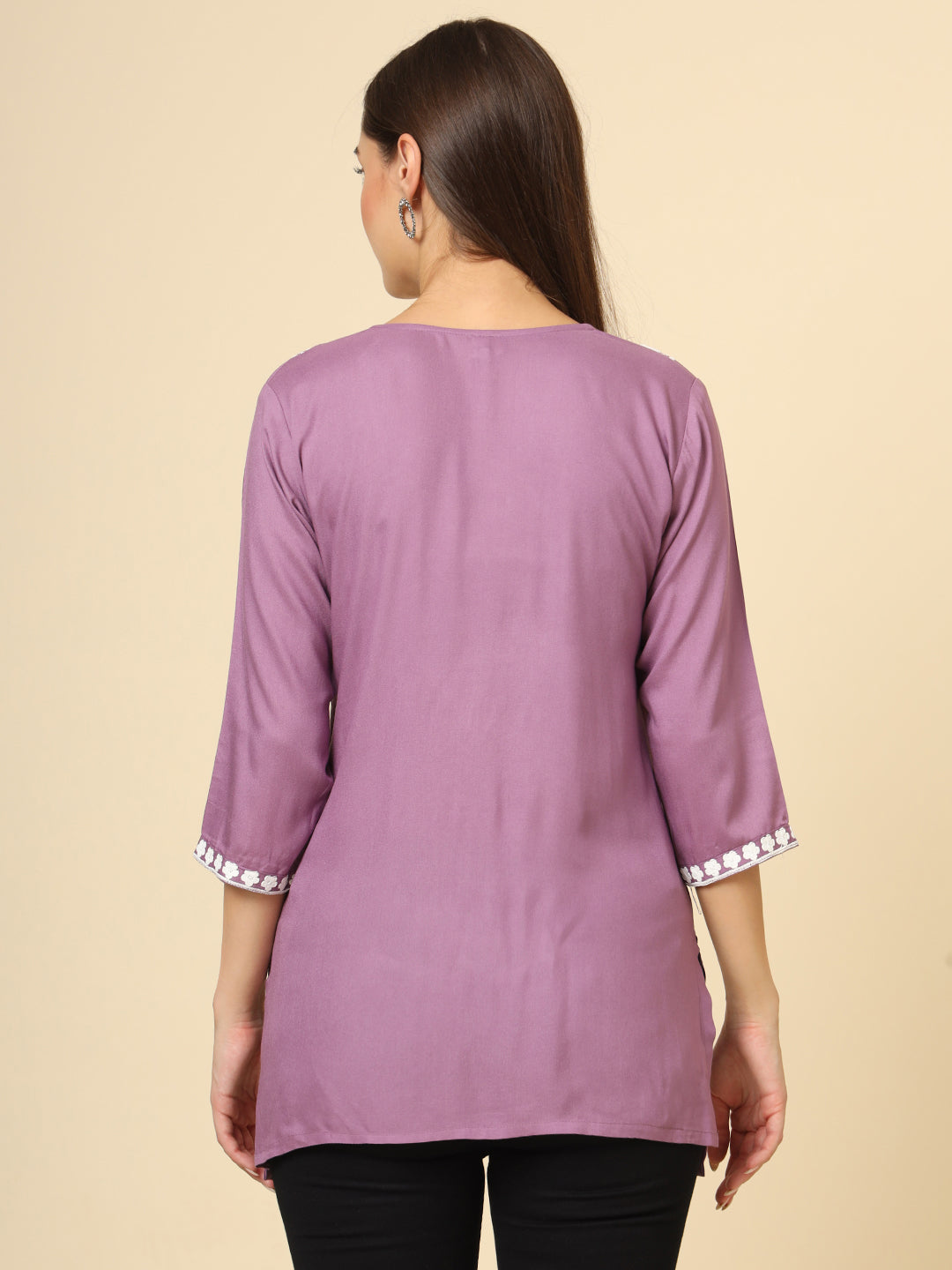 Stylish Short Kurti | Elegant Rayon Kurti with Chikankari Embroidery