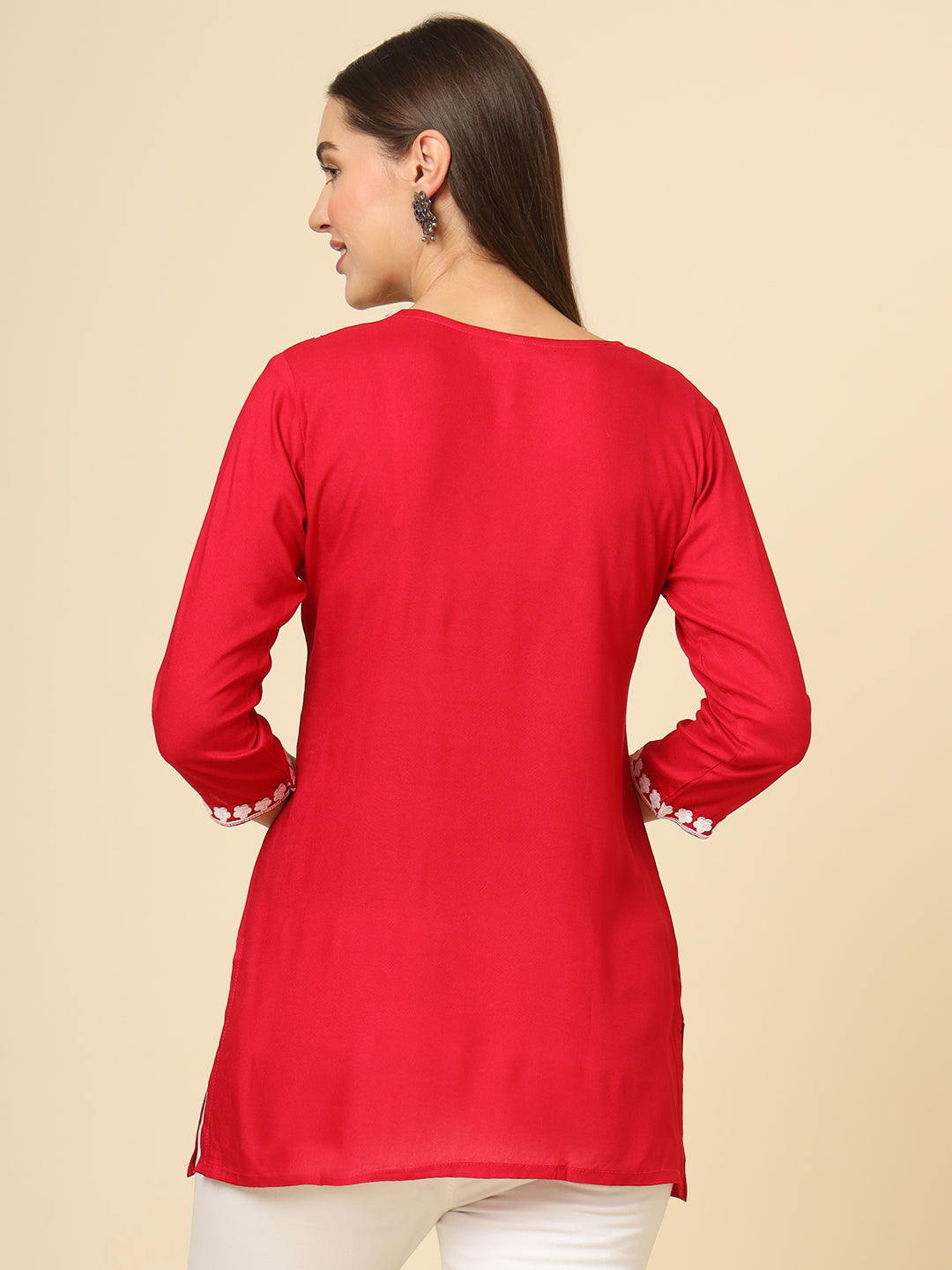 Stylish Short Kurti | Elegant Rayon Kurti with Chikankari Embroidery